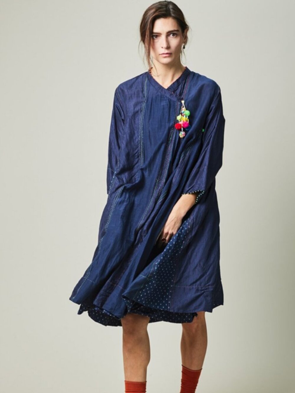 Pero Tunic Wrap Dress in Navy 36 XS